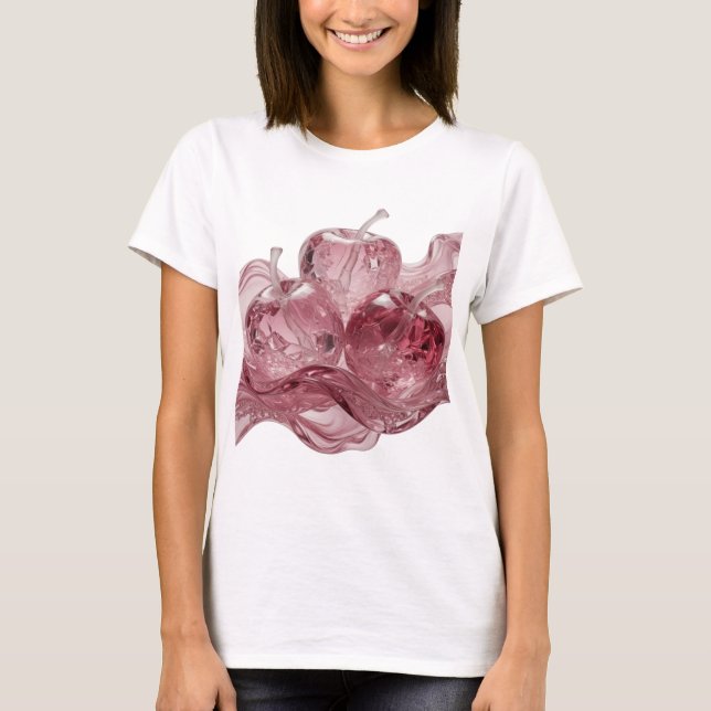 Playful Silver GLASS APPLES Statement Design T-Shirt (Front)
