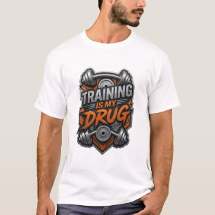 Playful Silver TRAINING IS MY DRUG Slogan Tee