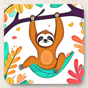 Playful Sloth Hanging from a Tree Coaster