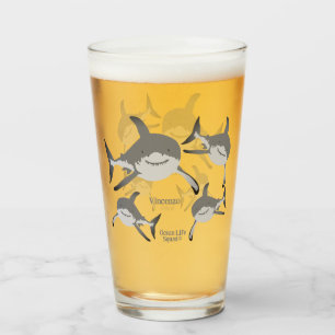 Playful Smiling Shark Ocean Life Illustration  Glass