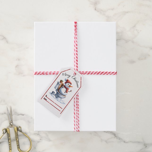 Playful snowman Christmas tags (With Twine)