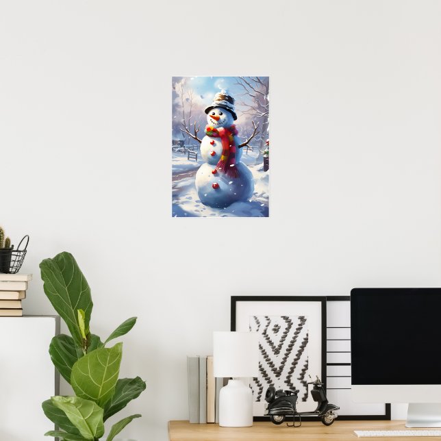 Playful snowman Wall art poster (Home Office)