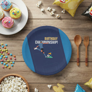 Playful Soccer Birthday Championship Party Paper Plate