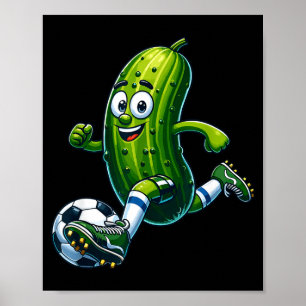 Playful soccer pickle - cartoon goal scorer poster