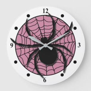 Playful Spider Web Huge Spider Large Clock
