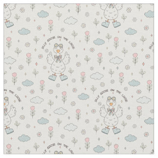 Playful Spring Silly Goose on the Loose Pattern Fabric
