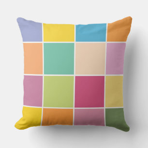 Playful Springtime Checkers Outdoor Pillow