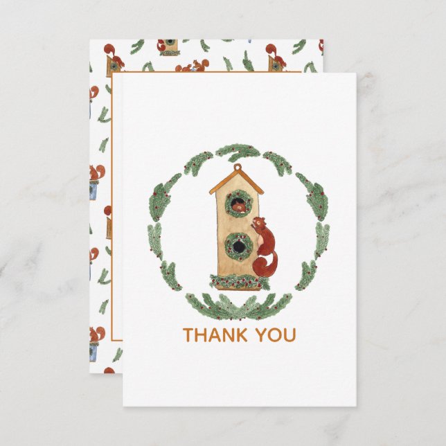 Playful Squirrels Thank You Card (Front/Back)