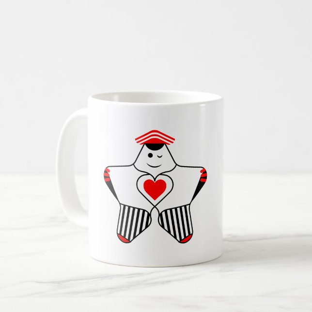 Playful Star Character With Heart Coffee Mug (Front Left)