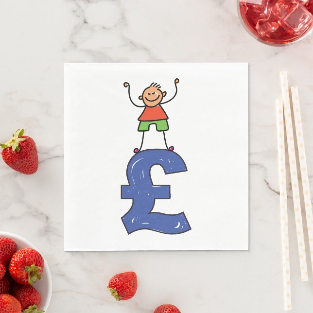 Playful Stick Figure Standing on Pound Napkin (Creator Uploaded)