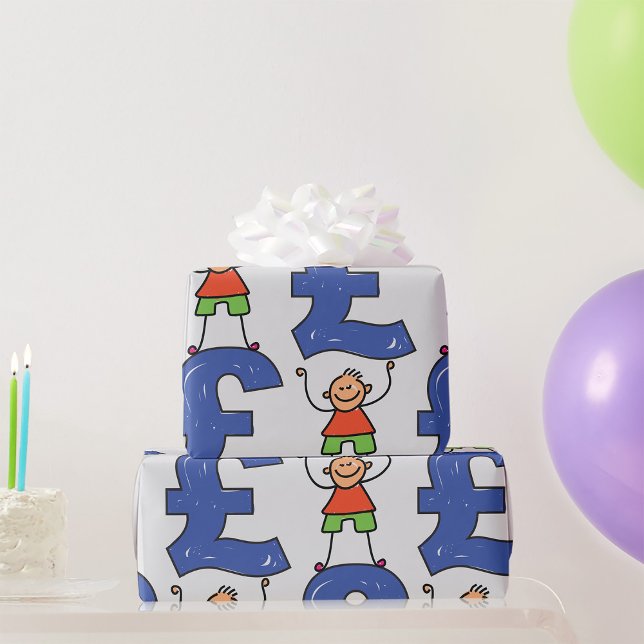 Playful Stick Figure Standing on Pound Wrapping Paper (Creator Uploaded)
