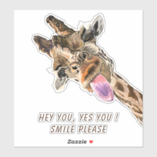 Playful Sticker Giraffe Tongue Out Smile Please