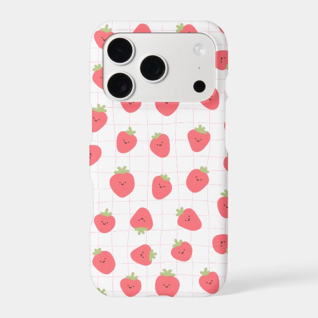 Playful Strawberry Grid Phone Case (Back)