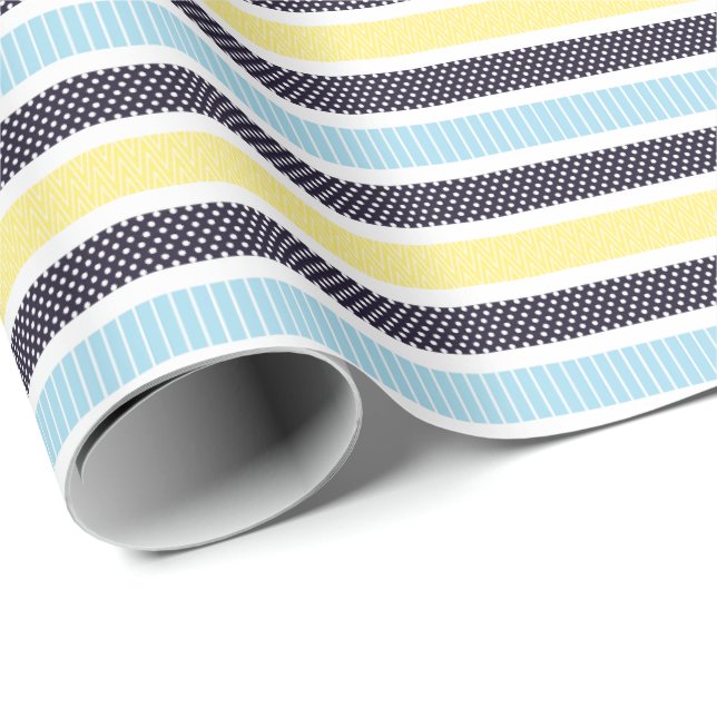 Playful Striped Polka Dot Pattern Wrapping Paper (Roll Corner)