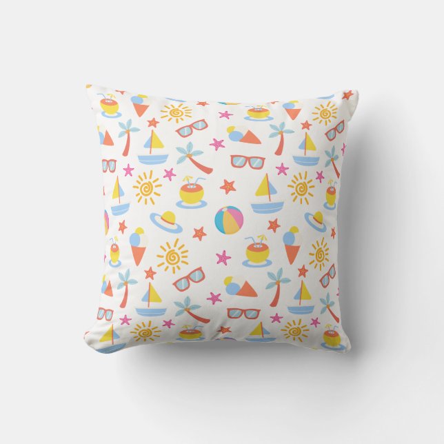 Playful Summer Throw Pillow (Front)