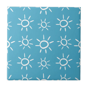 Playful Sun Doodle Summer Pattern Tile
