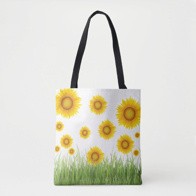 Playful Sunflower Pattern Tote Bag (Front)