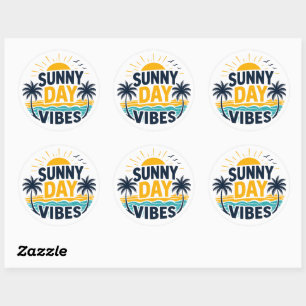 Playful Sunny Day Graphic Trendy Sheet of Classic Round Sticker
