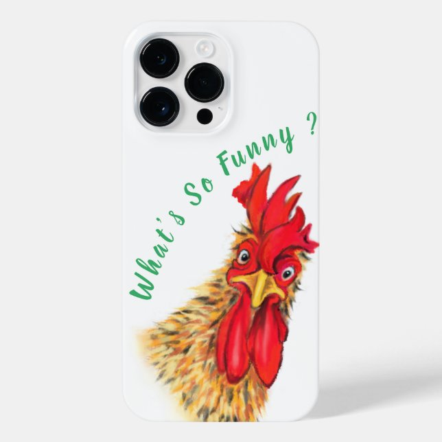 Playful Surprised Rooster Funny iPhone Case (Back)