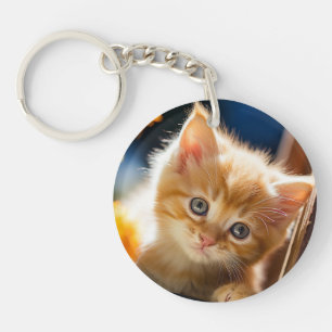 Playful sweet kitten  keychain