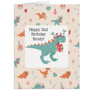 "Playful t-rex Birthday Card  
