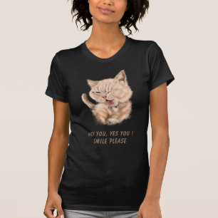 Playful T-Shirt Happy Cat Tongue Out - Your Text