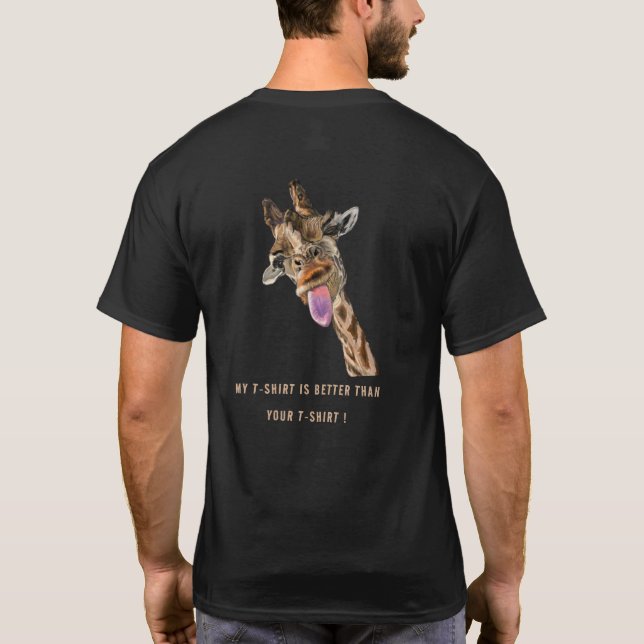 Playful T-Shirt with Funny Giraffe - Custom Text (Back)