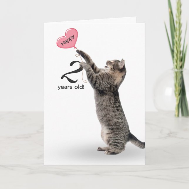 playful tabby cat for 2nd birthday card (Front)