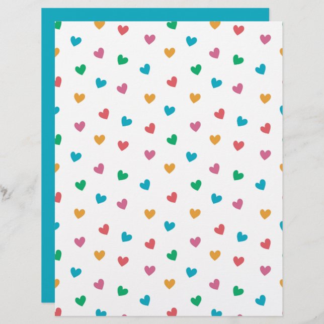 Playful Tiny Heart Pattern Scrapbook Paper (Front/Back)