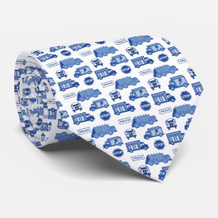 Playful Tiny Toy Blue Trucks White Tie