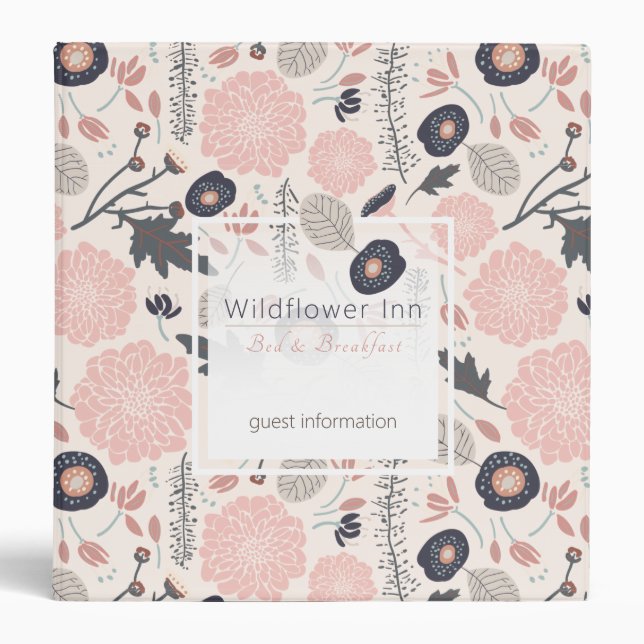 Playful Tossed Flowers Rental Guest Information Binder (Front)