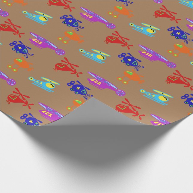 Playful Toy Helicopters Wrapping Paper (Corner)