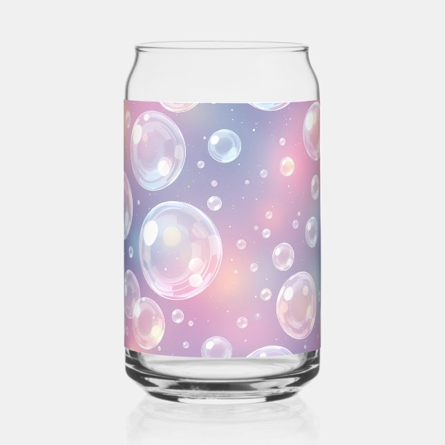 Playful Transparent Bubble Design: Iridescent  Can Glass (Front)