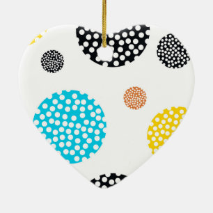 Playful, trendy, cool, fun, modern dotted circles ceramic ornament