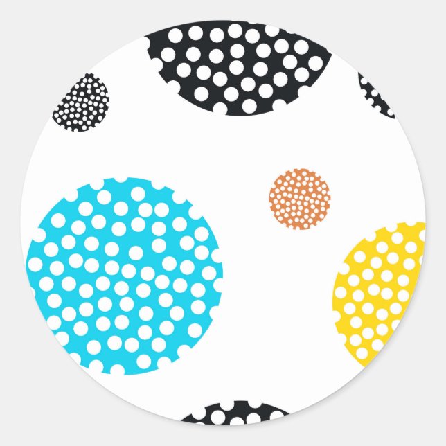 Playful, trendy, cool, fun, modern dotted circles classic round sticker (Front)