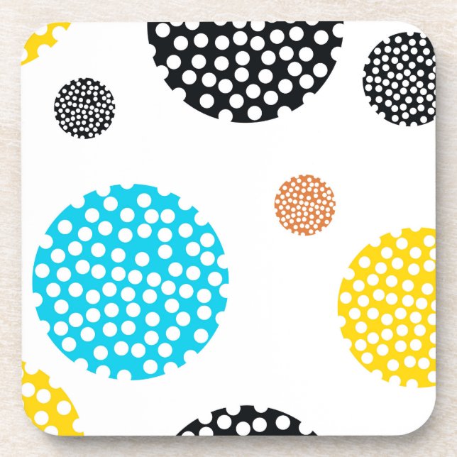 Playful, trendy, cool, fun, modern dotted circles coaster (Front)