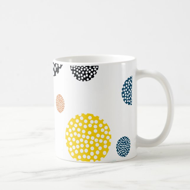 Playful, trendy, cool, fun, modern dotted circles coffee mug (Right)