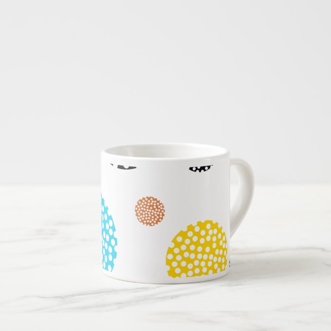 Playful, trendy, cool, fun, modern dotted circles espresso cup (Front Right)