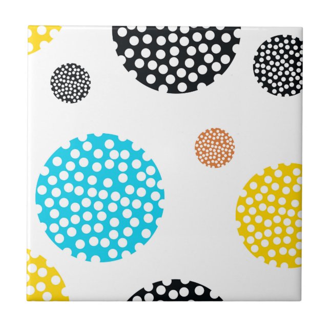 Playful, trendy, cool, fun, modern dotted circles tile (Front)
