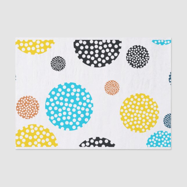 Playful, trendy, cool, fun, modern dotted circles tissue paper (Front)
