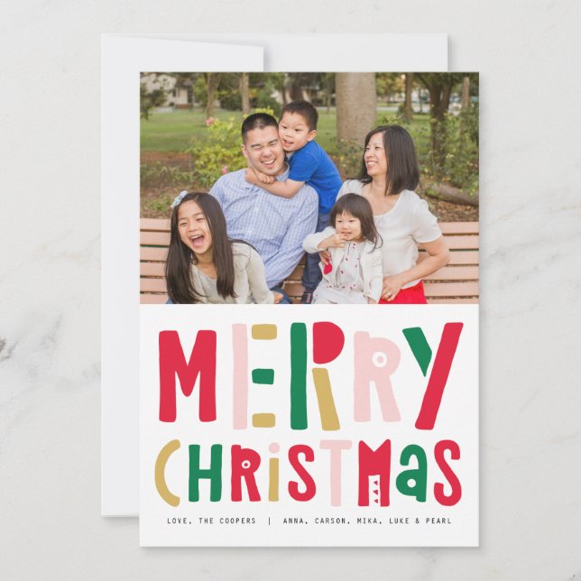 Playful Type Merry Christmas Holiday Card (Front)