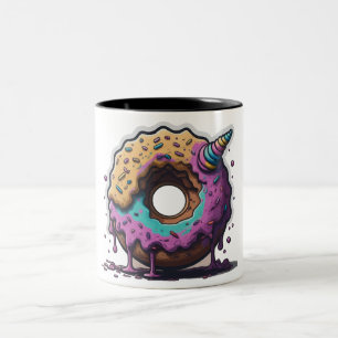 Playful Unicorn Doughnut Fantasy Two-Tone Coffee Mug