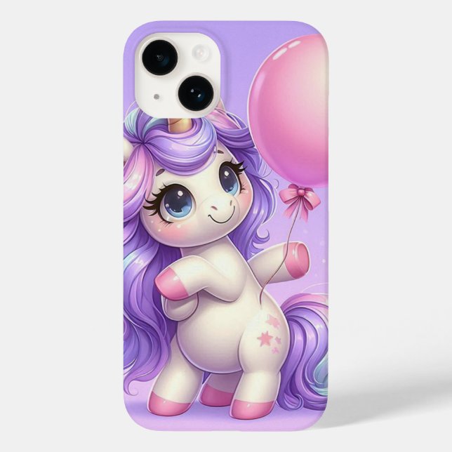 Playful Unicorn Holding a Balloon Case-Mate iPhone Case (Back)