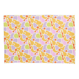 Playful vibrant and colorful blob shapes pillowcase