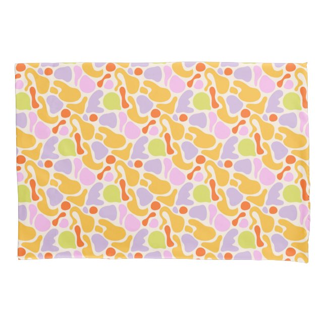 Playful vibrant and colorful blob shapes pillowcase (Front)