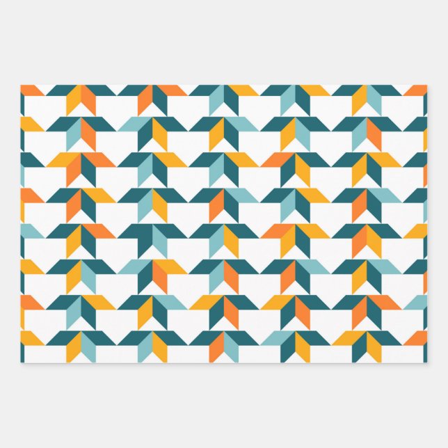 Playful, vibrant, trendy, modern geometric graphic wrapping paper sheet (Front)