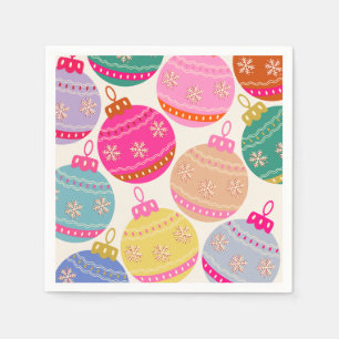 Playful Vintage Christmas Baubles Napkin