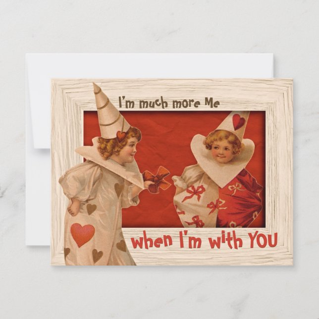 Playful Vintage Pierrot CC0662 Valentine Holiday Card (Front)