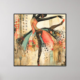 Playful Violin Music Lace Ballerina  Canvas Print