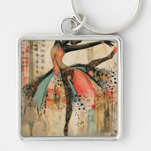 Playful Violin Music Lace Ballerina Keychain